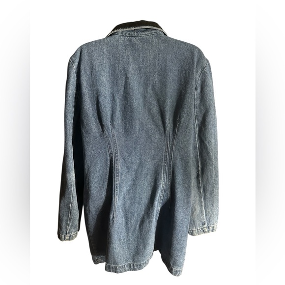 L/XL Coldwater Creek Denim Jacket with Dark Collar.  LG/GR/GR01 - Picture 2 of 3